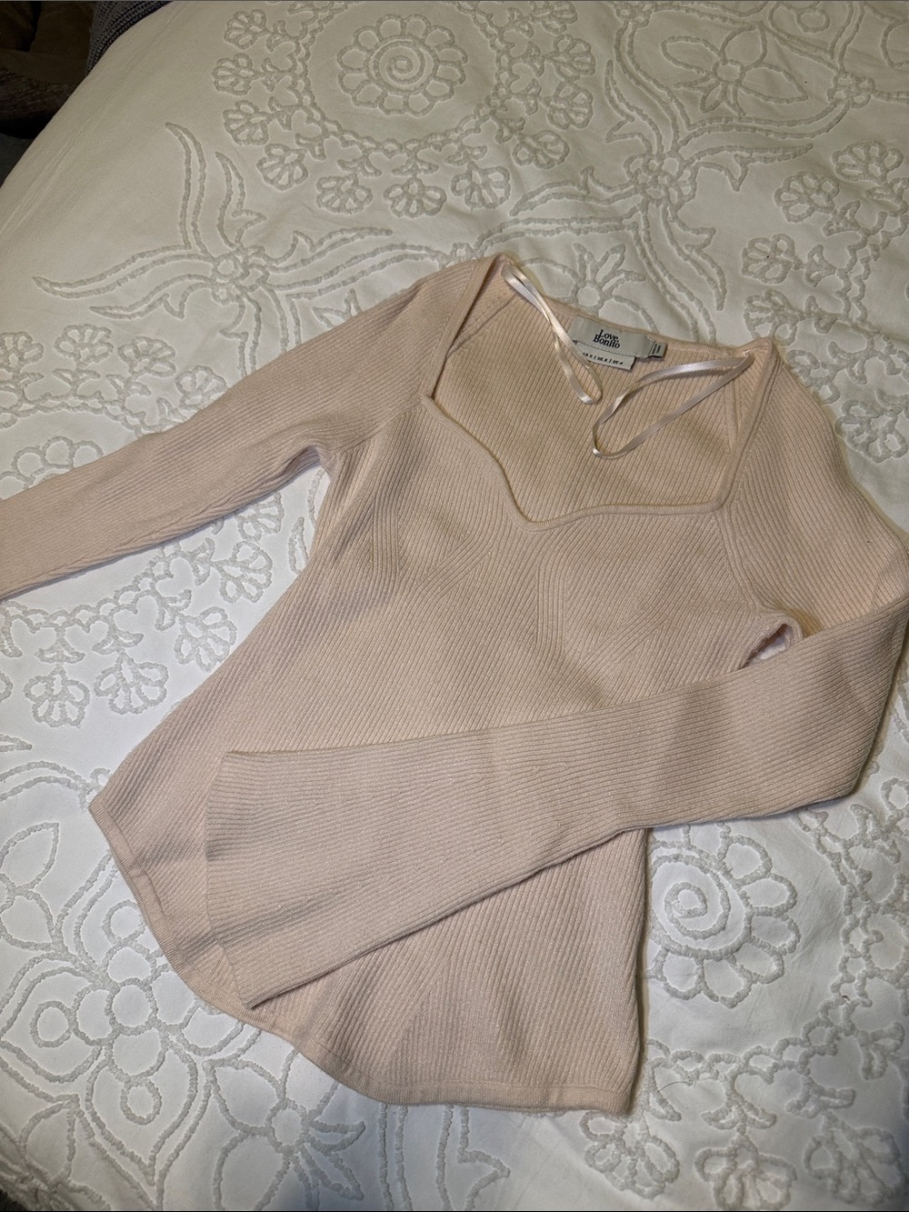 Light Pink Ribbed Long Sleeve Top